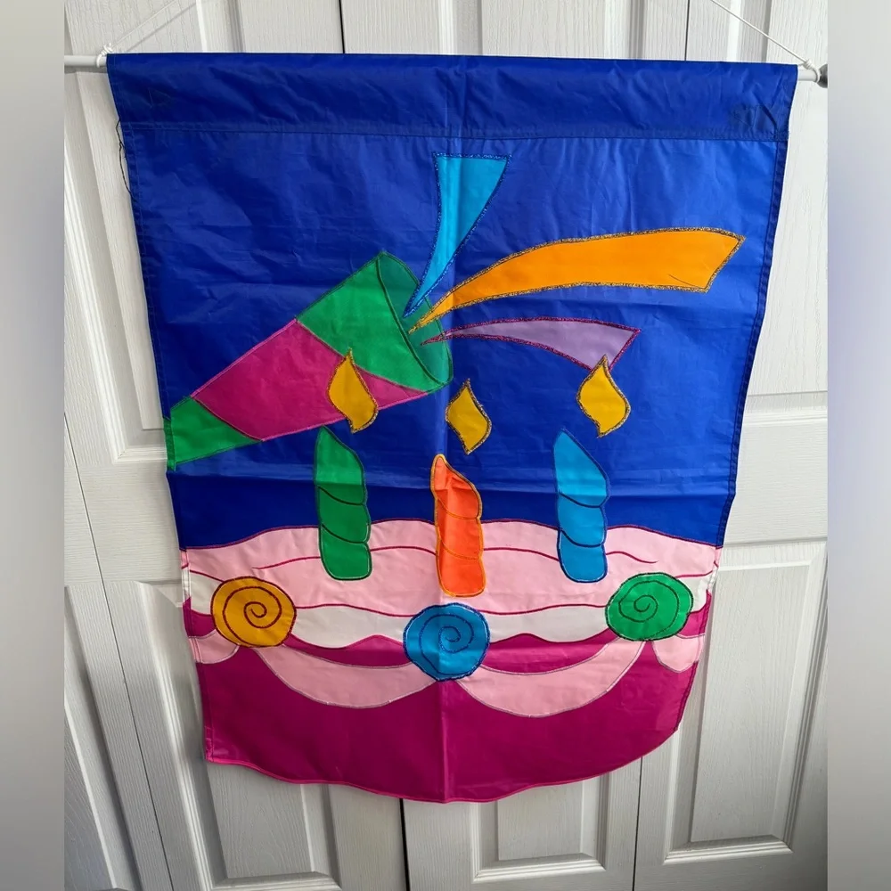 Vintage‎ birthday cake 1997 nylon flag